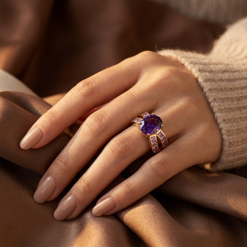 Gold Amethyst Split Band Ring – Harrison & james